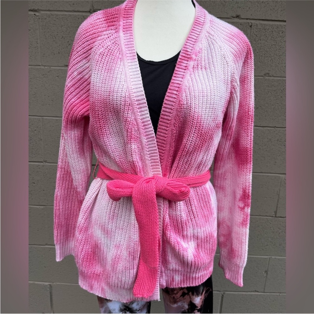 Dimora cotton Pink Tie-Dye Women's Sweater Cardigan made in Italy.